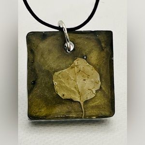 Handmade Preserved yellow leaf gold and black base necklace